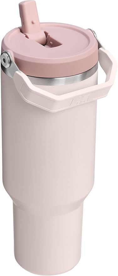 STANLEY IceFlow 2.0 Flip Straw Tumbler with Handle 40 oz | Twist On Lid and Flip Up Straw | Leak Resistant Water Bottle | Insulated Stainless Steel | BPA-Free | Rose Quartz - Bloomnest