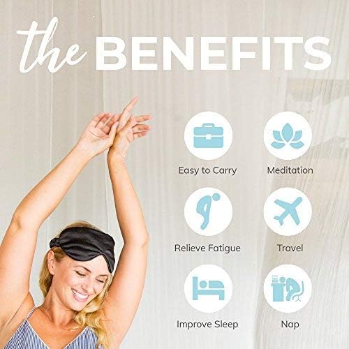 Swanwick 100% Pure Silk Eye Mask for Sleeping – Oversized Luxury Eye Mask to Banish Light for Traveling, Meditation, Afternoon Naps, Shift Workers (Black) - Bloomnest