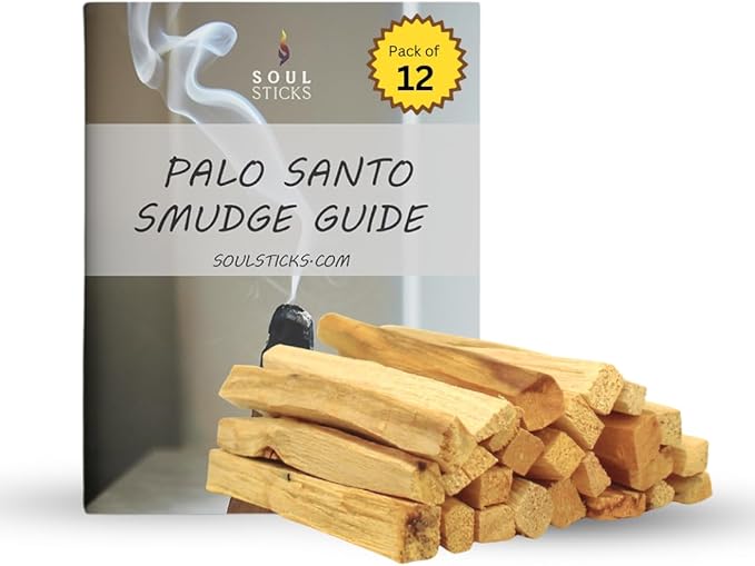 Ancient VEDA Peruvian Palo Santo Sticks 12 Pack with Smudge Guide – High Resin Content, Sweet Scent Holy Wood for Smudging, Meditation, Energy Cleansing – Sustainably Harvested, Aromatic Incense AncientVeda