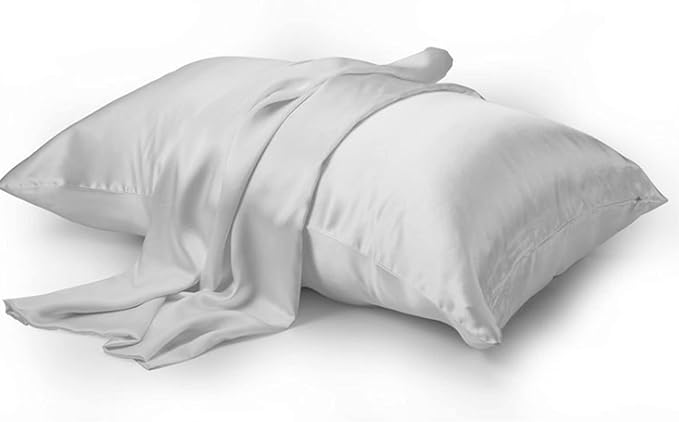 Gray Mulberry Silk Pillowcase King Size for Beauty Sleep - 22 Momme Hypoallergenic Silk Pillowcase for Hair and Skin, Zippered Closure, King Size Pillow Cases,1 Pc 20"x36" (King, Grey) - Bloomnest