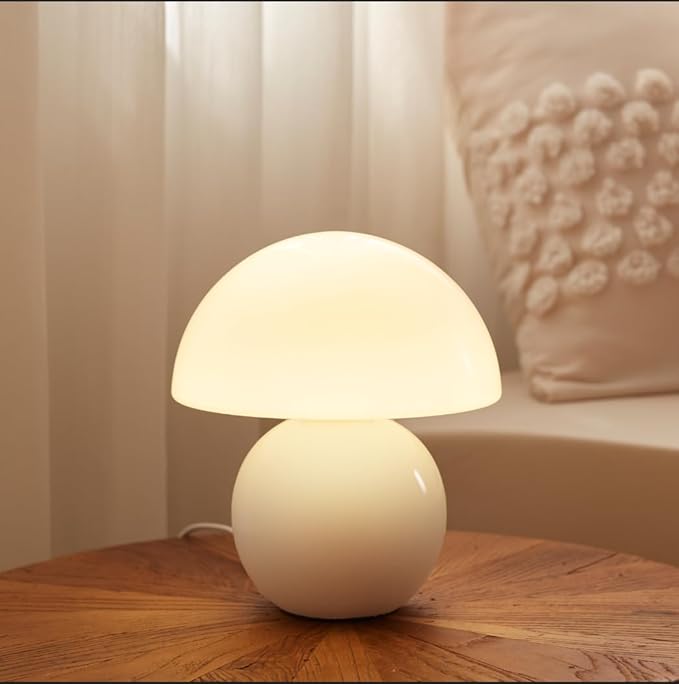 Mushroom Lamp Table Lamp for Bedroom,Desk Bedside Small Lamps for Living Room Night Stands,Mushroom Decor Cute Mini Modern Mid Century Lamps,Unique Aesthetic Home Living Room Decor(White) - Bloomnest