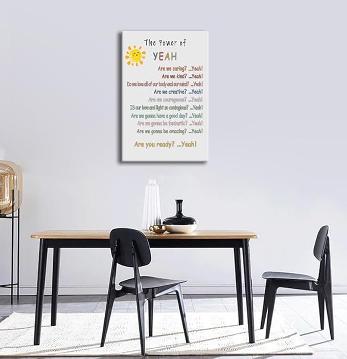 “The Power of Yeah” Motivational Poster Positive Psychological Suggestion Inspirational Wall Decor for Home Bedroom School Psychotherapy Room Framed Ready to Hang [24" W X 36" H] - Bloomnest
