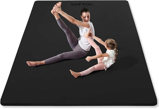 YOTTOY Large Yoga Mat (75 * 52 * 1/2inch),Extra Wide TPE Exercise Mat,Non-Slip Workout Mat for Pilates, Fitness, Barefoot, Home Gym Studio with Strap and Towel - Bloomnest