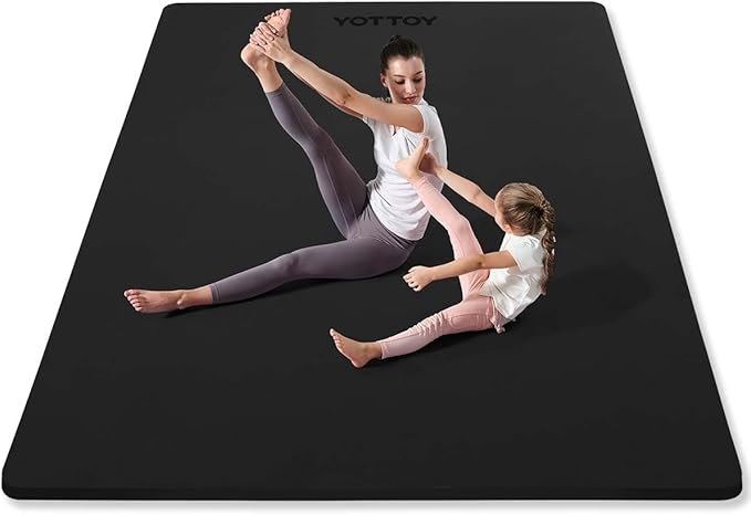 YOTTOY Large Yoga Mat (75 * 52 * 1/2inch),Extra Wide TPE Exercise Mat,Non-Slip Workout Mat for Pilates, Fitness, Barefoot, Home Gym Studio with Strap and Towel - Bloomnest