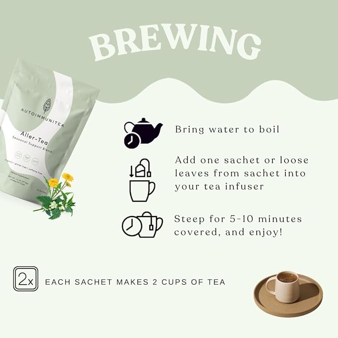 AutoimmuniTea – Soothing Tea Bags for Allergy Relief and Sinus Relief, Organic, Caffeine Free and USDA Certified, Blend of Lemon Balm, Ginger, Nettle, and Licorice, AIP Friendly - Bloomnest