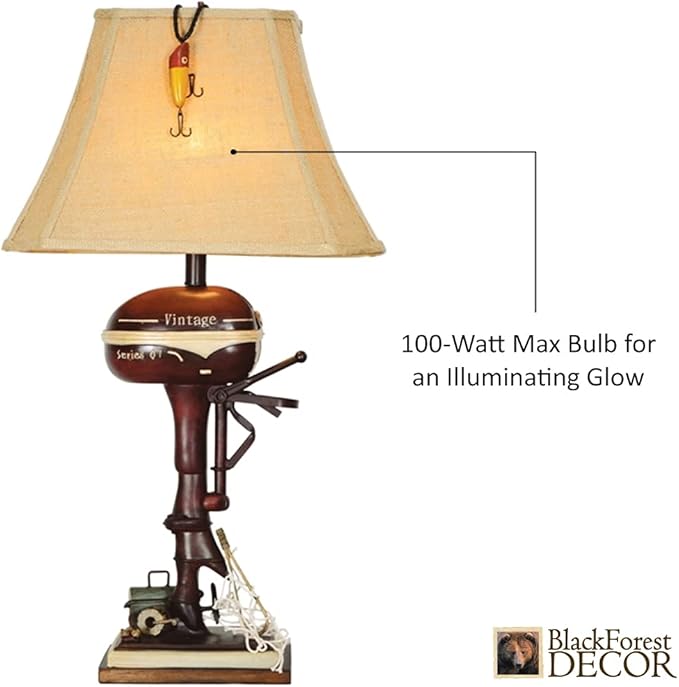 BLACK FOREST DECOR - Vintage Motor Boat Lamp - Nautical Lamp for Cabin, Living Room, Nightstand, Desk, 30" x 16" x 11" - Bloomnest