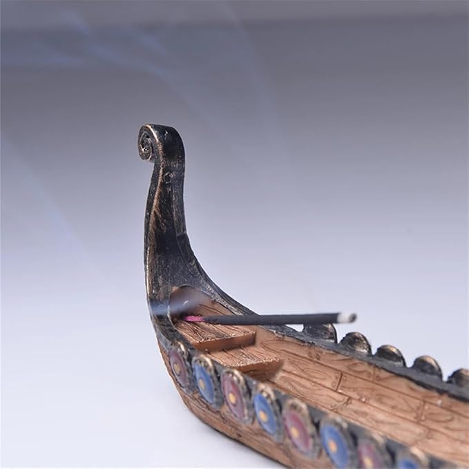 Incense Burner Incense Holder Cool Viking Dragon Longboat- Retro Incense Burner Incense Holder Incense Air Freshener Incense Stick Holder Hand Carved Carving Censer Ornaments Room Design Awesome Gift - Bloomnest