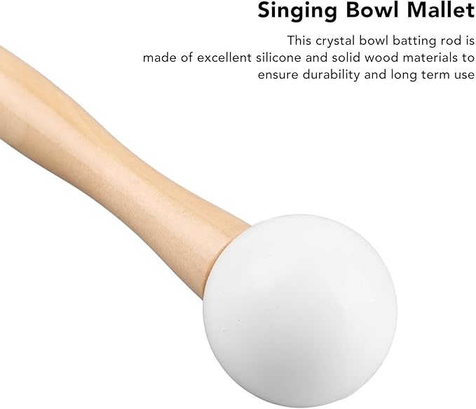 Tyenaza Crystal Bowl Mallet, Silicone Wood Singing Sound Striker Musical Instrument Yoga Accessories for Playing Crystal Singing Bowl Sound Meditation - Bloomnest
