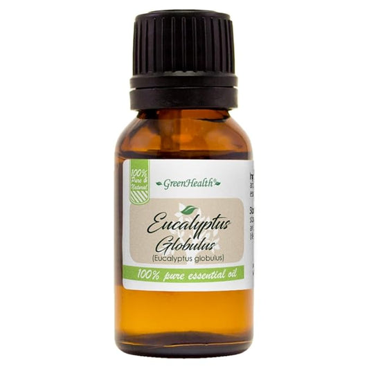 GreenHealth Eucalyptus Essential Oil – 15 ml (0.5 fl oz) – 100% Pure & Natural – Therapeutic Grade Aromatherapy Oil – Amber Glass Bottle with Euro Dropper – for Diffuser, Cleaning, Home Use Greenals