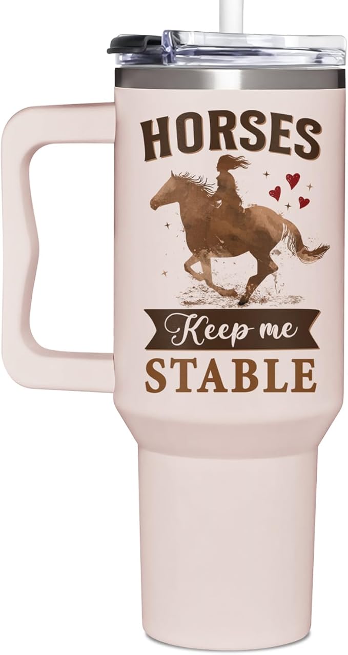 Horse Gifts For Women - Mothers Day, Birthday, Christmas Gifts For Horses Riding Lovers, Owners - Horse 40Oz Tumbler With Handle & Straw - Bloomnest
