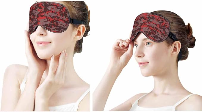 Red Grey Camo Sleep Eye Mask Camouflage Roof Tile Rooftop Men Women Sleep Mask with Adjustable Strap Eye Cover Eye Shade for Travel, Nap,Meditation - Bloomnest
