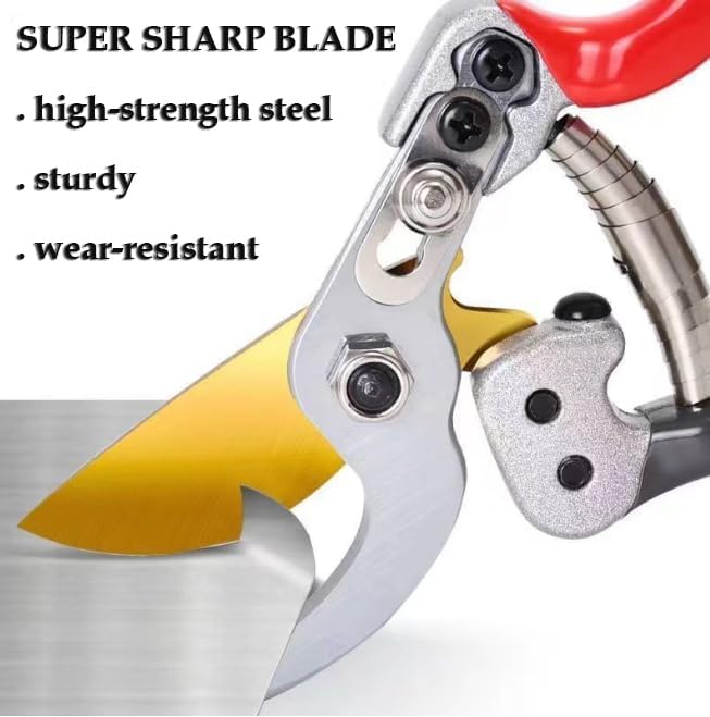Ultra Sharp Germany Steel Pruning Shears - Cuts 3X Easier, Weak Hand Arthritis Snips, Rust-Resistant, Effortlessly 1-Inch Cut Capacity Garden Scissors, Ergonomic Handle (gt-05, 1) - Bloomnest
