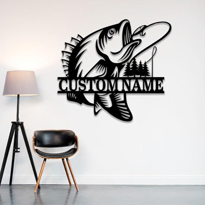 Personalized Neon Sign, Custom Striped Bass Fishing Metal Sign with Led Light, Fishing Gifts for Men, Father,s Day Gift, Fisher Name Sign, Cabin Decor, Rockfish - Bloomnest