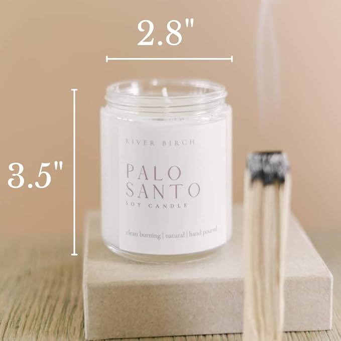 River Birch Candles Palo Santo Scented Candle | Premium, All-Natural, Non-Toxic, Soy Candles | 8.5oz 40 Hr Burn Time | Cozy Relaxing Gifts for Home - Bloomnest