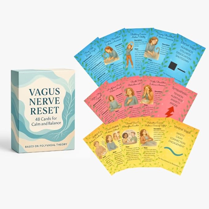 Vagus Nerve Reset Deck - Somatic Exercises for Nervous System Regulation & Mental Health | Polyvagal Theory-Based Therapy Games & Self-Care Gifts for Therapists
