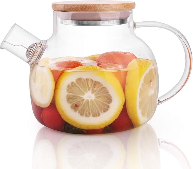 CnGlass Glass Teapot Stovetop Safe,20.3 oz Clear Tea pot with Removable Filter Spout,Loose Leaf and Blooming Tea Maker - Bloomnest
