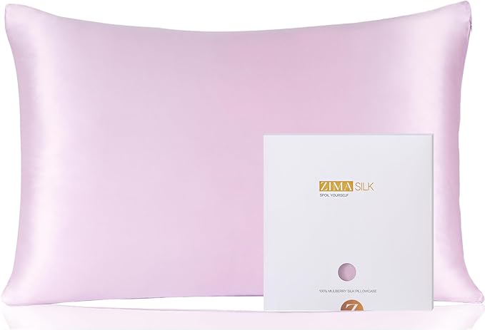 ZIMASILK 100% Pure Mulberry Silk Pillowcase for Hair and Skin Health,Soft and Smooth,Both Sides Premium Grade 6A Silk,600 Thread Count,with Hidden Zipper,1pc (King 20''x36'',Light Purple) - Bloomnest