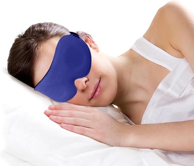 DTS Sleep Mask for Men Women Side Sleepers Eye Mask Zero Eye Lash Pressure 3D Complete Light Blocking Night Blindfold with Adjustable Strap Soft Shade Cover Sleeping Mask for Travel Nap Work Home Blue - Bloomnest