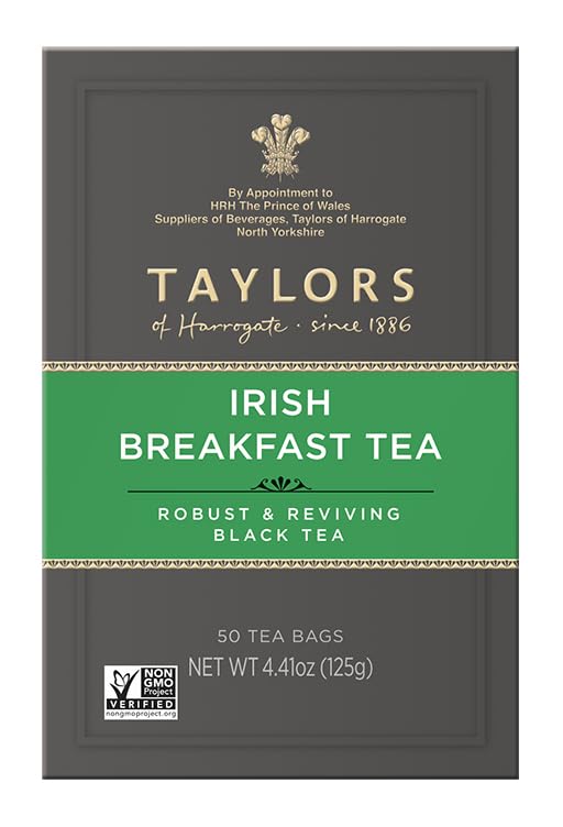 Taylors of Harrogate Irish Breakfast, Black Tea, Pillow Bags, 50 Count (Pack of 6), Rich, Bright & Malty, Caffeinated, Enjoy Hot or Iced, 300 Teabags Total - Bloomnest