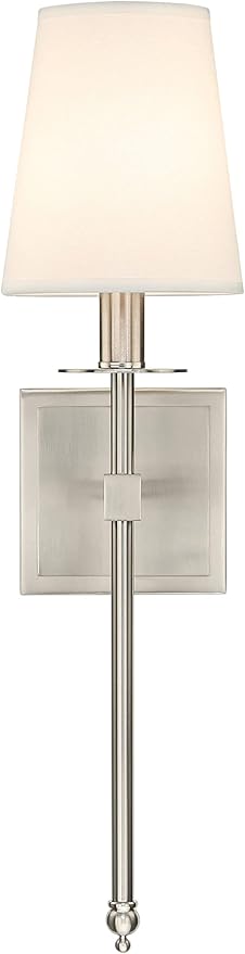 XiNBEi Lighting Bedroom Wall Lamps Set of 2, Modern Bedside Wall Sconce Light with Flared Fabric Shade 1 Light Wall Light Fixture Brushed Nickel Finish for Vanity Bathroom & Living Room - Bloomnest