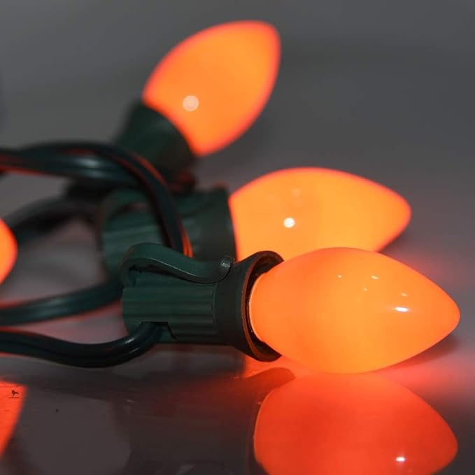 SUNSGNE C7 LED Christmas Orange Light Bulbs, 25 Pack Orange Replacemet Light Bulbs for Christmas Halloween Decor, E12 Candelabra Base, 0.6 Watt - Bloomnest