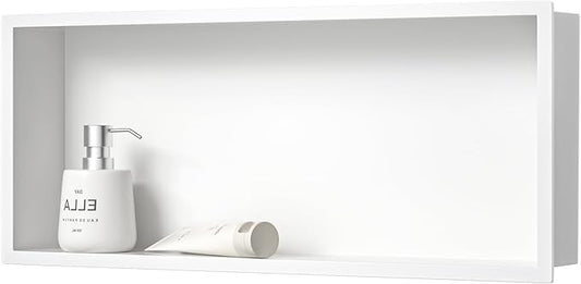 Stainless Steel Shower Niche 30" X 12" White No Tile Needed Niche Shower Recessed Wall Horizontal Niches for Bathroom Storage Over Mount Installation - Bloomnest