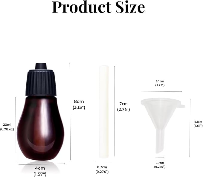 Empty Bottles for Essential Oils Refilling, 3 Empty Bottles & 6 Filter Cottons & 1 Mini Funnel Fit Waterless Aroma Diffuser AGEMANY
