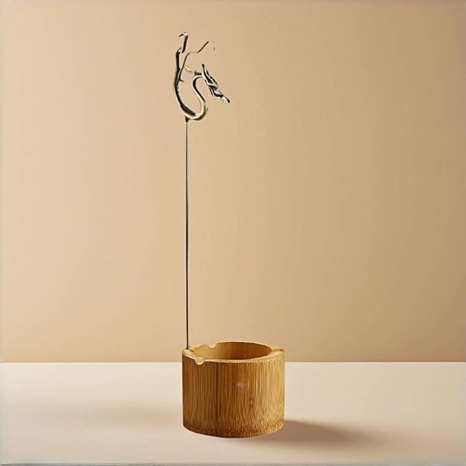 Incense Holder for Sticks with Ash Catcher - Dragon Design Smoke Waterfall, Spill-Proof Bamboo Base & Zinc Alloy Clip for 1-5mm Sticks, Yoga Meditation Zen Altar (13 Inch) - Bloomnest