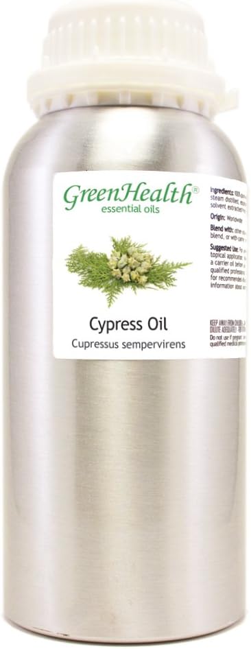 Cypress Essential Oil – 16 fl oz (473 ml) Aluminum Bottle w/Plug Cap – 100% Pure Essential Oil – GreenHealth - Bloomnest