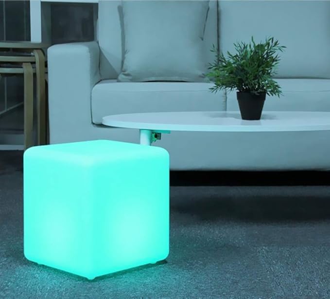Mr.Go 12-inch Rechargeable Magic LED Light Cube Stool with Remote Control Fun Mood Lamp Soothing Night Light Decorative Lighting for Home Kids Bedside Bedroom Nightstand Nursery Pool Party - Bloomnest