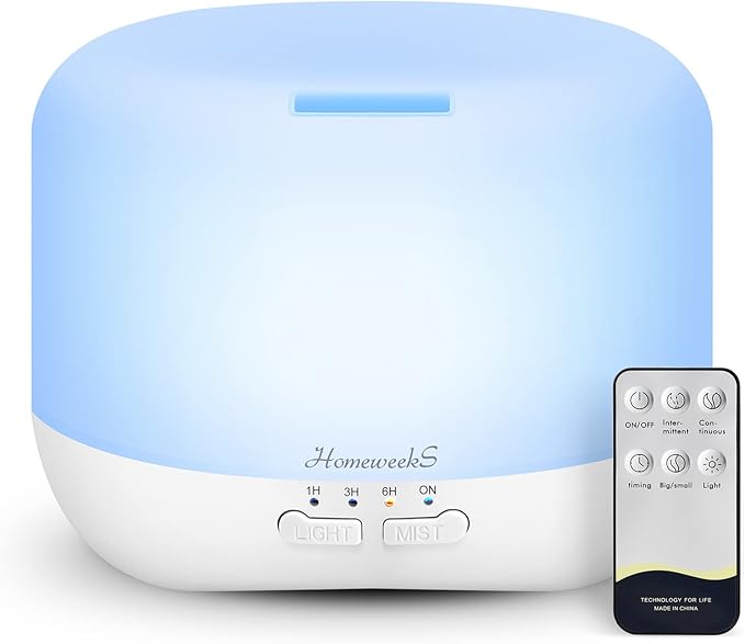 Aromatherapy Essential Oil Diffuser for Room: Air Humidifier Aroma Scent Cool Mist Colorful Lights Cute Small Large Waterless Auto Off Ultrasonic Diffusers for Home Bedroom White (300ml) - Bloomnest