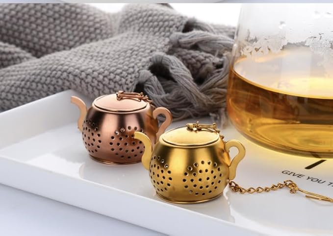 Tea Infuser with Real Daisy Flower in Resin Pendant with Gold Rim Stainless Steel Tea Infuser for loose tea leaf steeper Tea Strainer (Cup not included) (A)