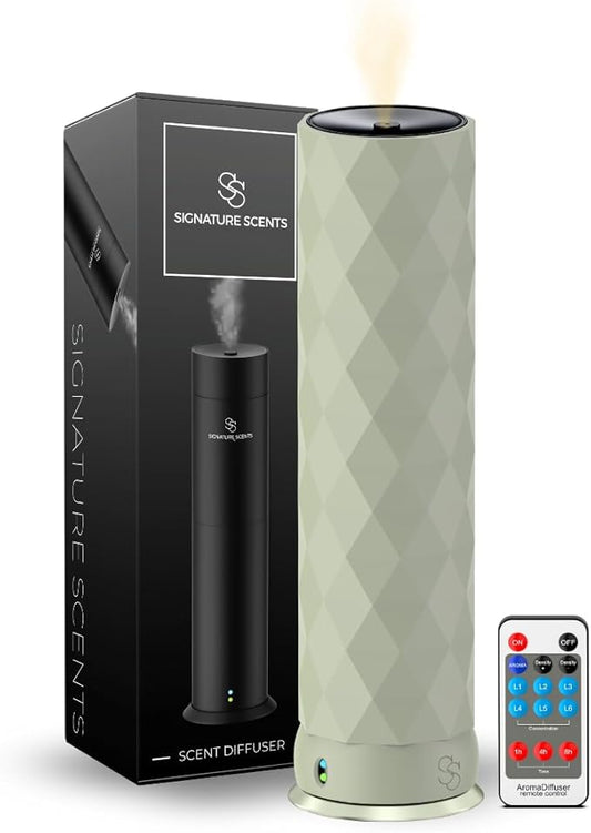 Waterless Essential Oil Hotel Scent Diffuser - Cold Air Diffuser - Covers 1000 sq. ft. - Waterless Diffuser for Home, Office & Hotel (Black + Interchangeable Sleeve) (Black + Light Gray Sleeve) - Bloomnest