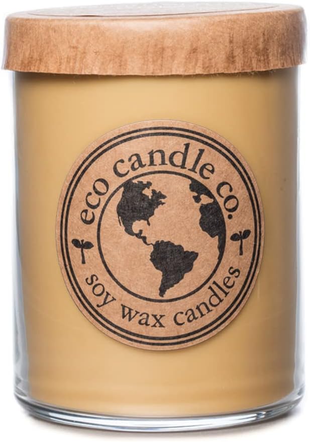 ECO CANDLE CO. Recycled Candle, Black Tea & Honey, 18 oz. Double Wick - Scents of Spicy Tea, Nutmeg, Honey, & Orange - 100% Soy Wax, No Lead, Kraft Paper Label/Lid, Hand Poured, Phthalate Free - Bloomnest