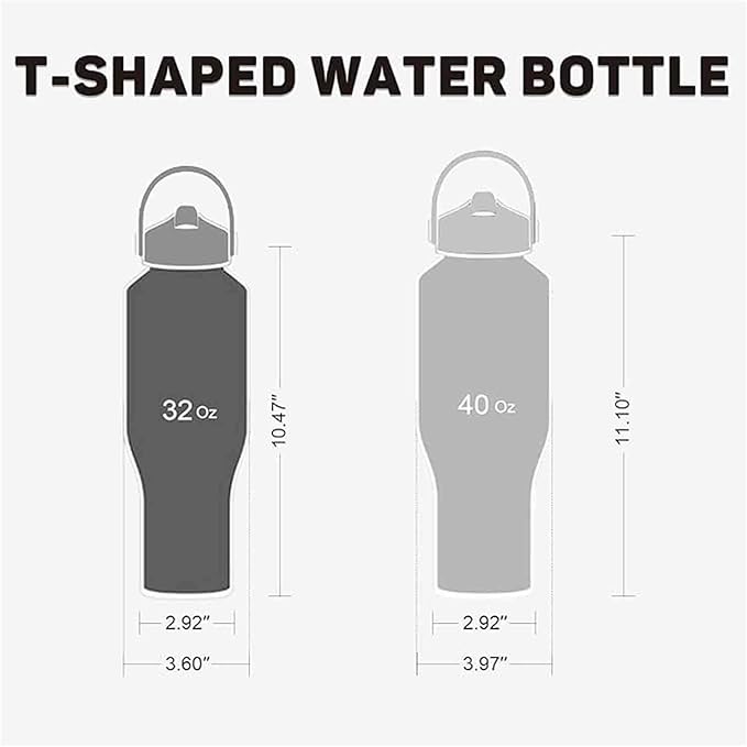 Insulated Water Bottle 40oz with Straw/Spout Lids, Stainless Steel Water Bottles Keep Cold 24h&Hot 12h, Metal Water Bottle with Straw that Fits in Cup Holder, Water Bottle Leak-proof,BPA Free - Bloomnest