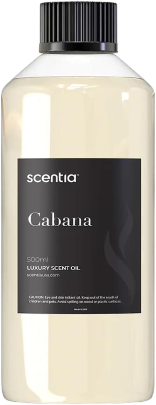 Scentia Hotel Diffuser Oil Inspired by 5-Star Hotel Scent - 500 ml 16.9 fl oz - Fragrance Oil Blend Jasmine, Bergamot & Fresh Marine Notes for Aromatherapy Diffusers and Humidifiers - Cabana - Bloomnest