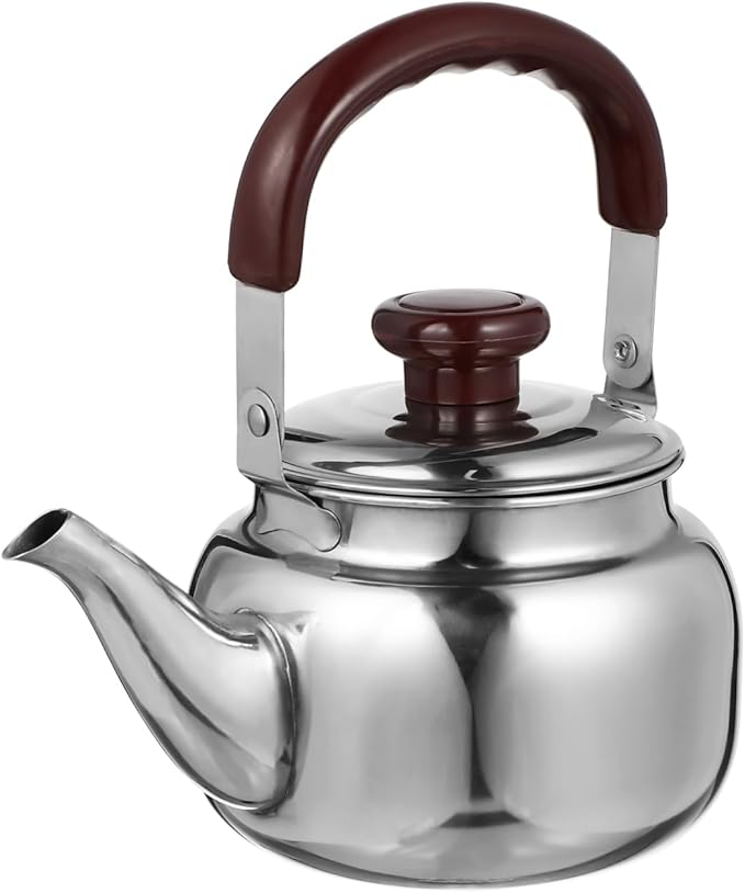 LIFKOME Traditional Stainless Steel Heavy Duty Tea Kettle With Sandwich Bottom and Specialty Cool Touch Handling Mirror Finish Stainless Steel Whistling Tea Kettle Stove Top - Bloomnest