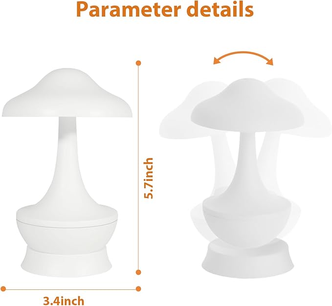 Mushroom Lamp Cordless Table Lamp - Room Decor Aesthetic Night Light for Night Stands and Desk Lamps - Fun and Energy- Night Light with USB Charging Port - Soft Indoor Lighting for Kids (White) - Bloomnest