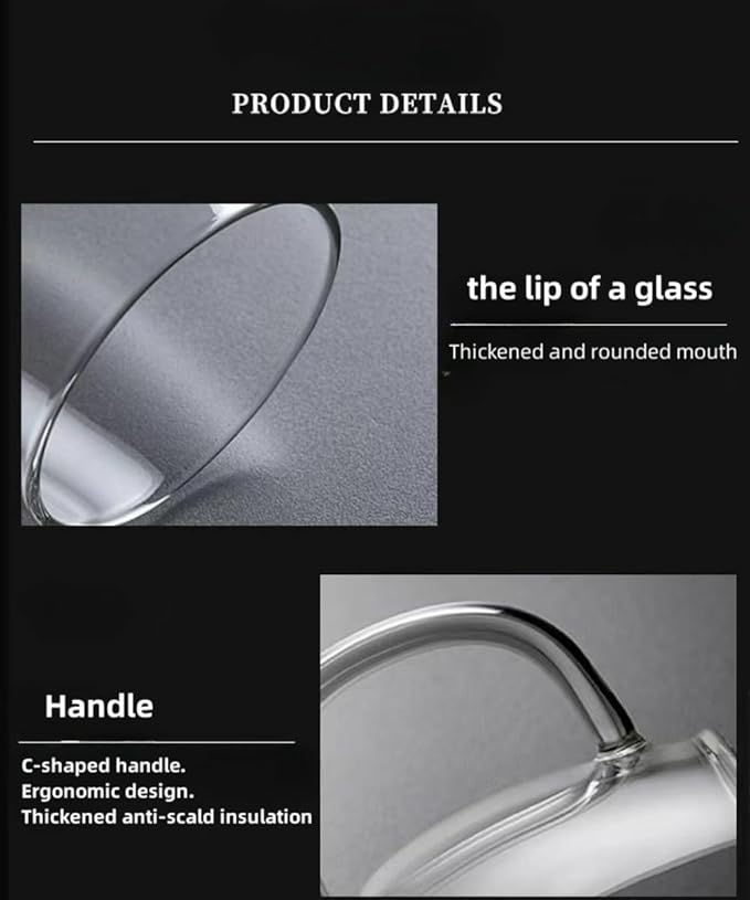 Clear Glass Mug With Handle, 16 oz, High Borosilicate Large Coffee Mug for Drinking or as a Gift - Bloomnest
