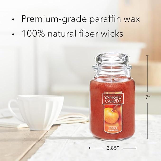 Yankee Candle Spiced Pumpkin Scented, Classic 22oz Large Jar Single Wick, Over 110 Hours of Burn Time, Perfect Accent for Fall Decor & Gifting - Bloomnest
