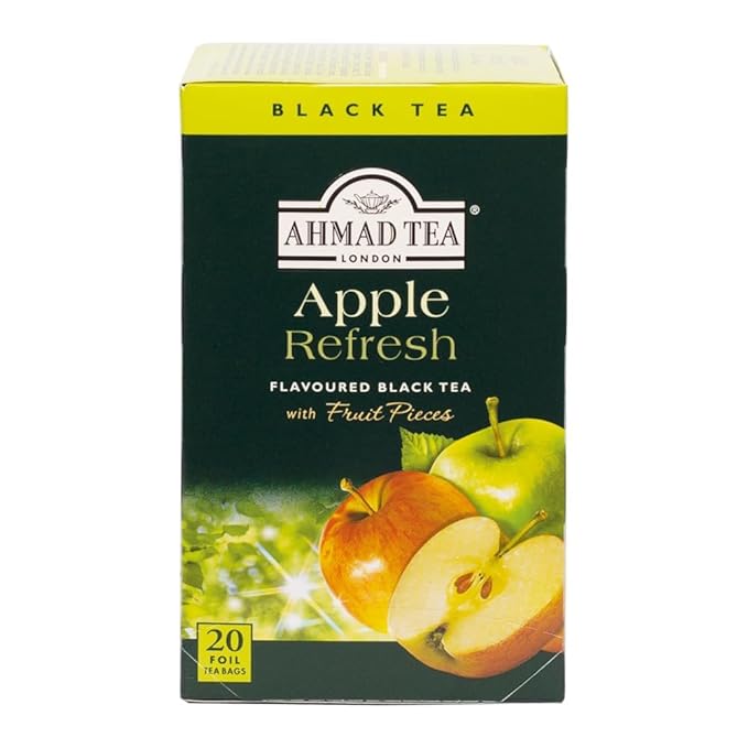 Ahmad Tea Black Tea, Apple Refresh Teabags, 20 ct (Pack of 1) - Caffeinated & Sugar-Free - Bloomnest