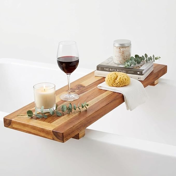 EcoDecors, 29 inch, Bath Tray for Tub, Bath Tub Tray Wood, Bathtub Table, Caddy for Bathtub in Natural Teak - Bloomnest