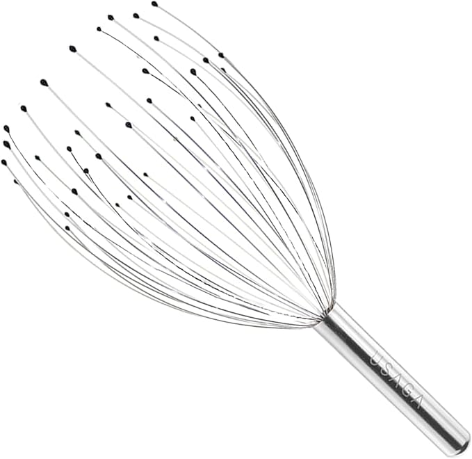 USAGA 36 Fingers Head Massager Scalp Massager Head Scratcher, Stocking Stuffers Gift for Scalp Body Relaxing (Silver) USAGA