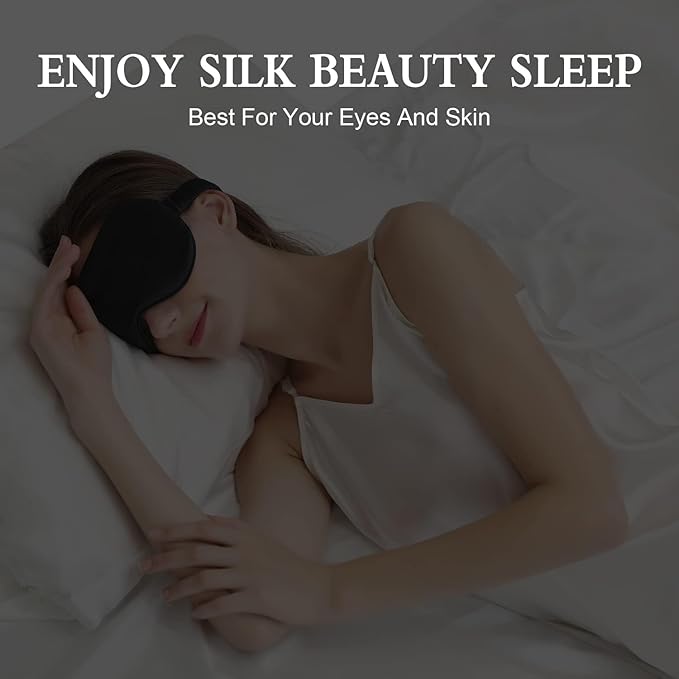 ZIMASILK Adjustable 22 Momme 100% Pure Mulberry Silk Sleep Mask, 3D Contoured Cup Eye Mask for Sleeping, Super Soft Breathable Blindfold, Perfect Blocks Light for Sleeping. (Beige) - Bloomnest