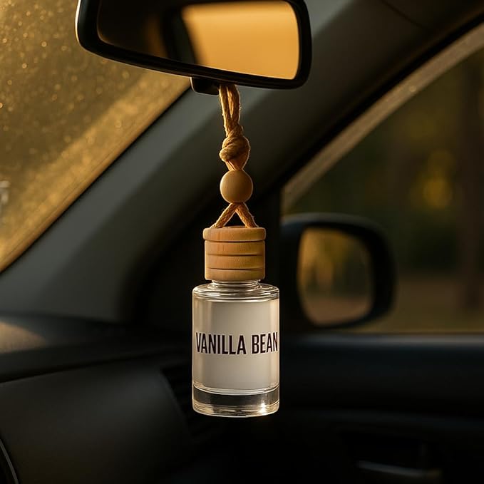 Vanilla Bean Hanging Car Air Freshener – Long Lasting Essential Oil Diffuser for Car, Closet, Bathroom – 2-Pack Natural Scent Deodorizer for Men and Women - Bloomnest