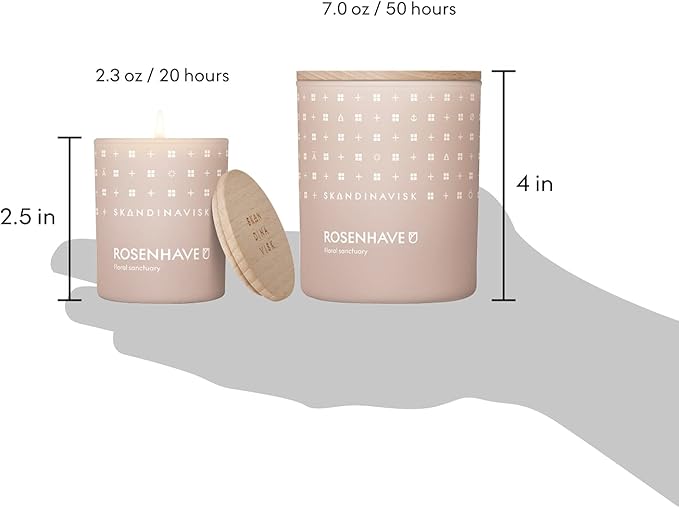 Skandinavisk ROSENHAVE 'Rose Garden' Mini Scented Candle. Fragrance Notes: Alba Rose and Elderflower, Geranium and Blackcurrant Buds. 2.3 oz. - Bloomnest