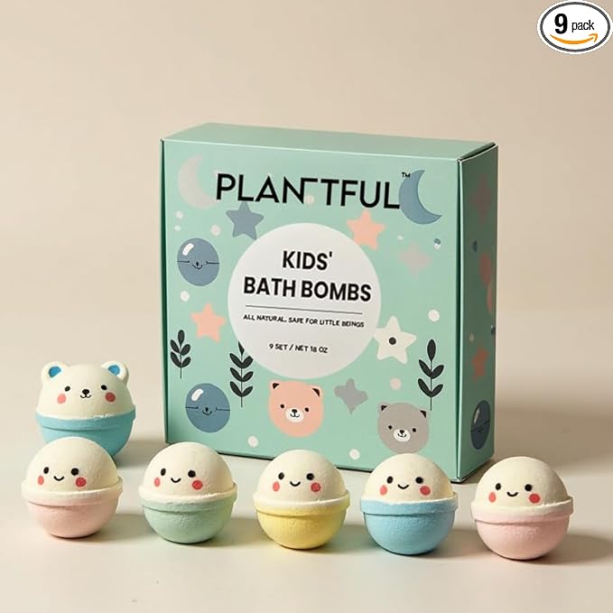 Plantful™ Natural Bath Bomb for Kids, Non-Toxic, Bubble podz, Fluffy Foam soap, Holiday Gifts, Bubble Bath Fizzy for Girls Boys, 9 Pack, Toddler, Pure Essential Oil - Bloomnest