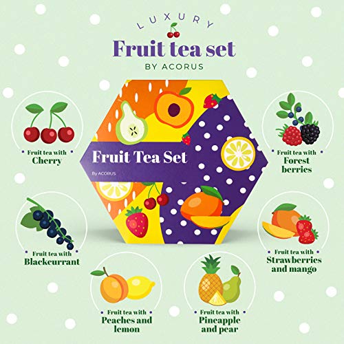 ACORUS Fruit Luxury & Herbal Selection Tea Sets, Assorted Fruit and Herbal TeaBox, Tea Gift Sets, Natural Teas Variety Pack, Sampler 6 & 4 Flavors, 60 & 56 Bags Individually Wrapped - Bloomnest
