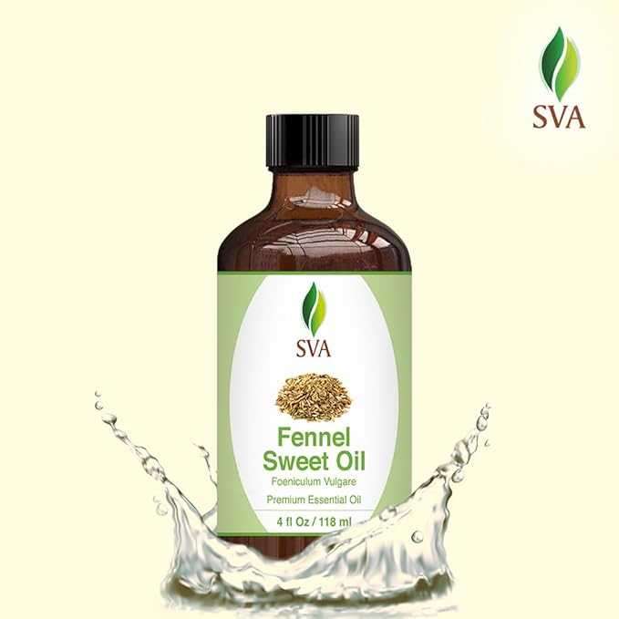 SVA Sweet Fennel Essential Oil – 4 Fl Oz – 100% Natural Fennel Oil - for Diffuser, Hair Care, Face, Skin Care, Aromatherapy, Scalp and Body Massage, Soap and Candle Making – with Dropper - Bloomnest