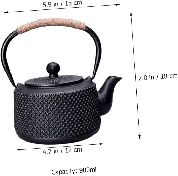 Sturdy Cast Iron Teapot with Anti-scald Handle and Loose Leaf Infuser Small Metal Tea Pot for Home Office Outdoor Chinese Gongfu Tea Brewing